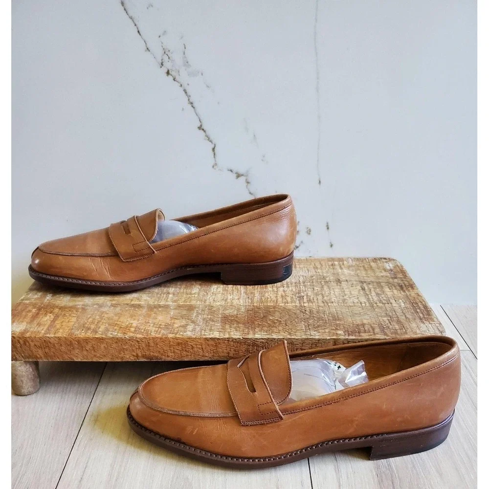 Fieramosca & Co 2001 Shoes Mens 8.5 Brown Leather‎ Slip On Dress Loafers Italy